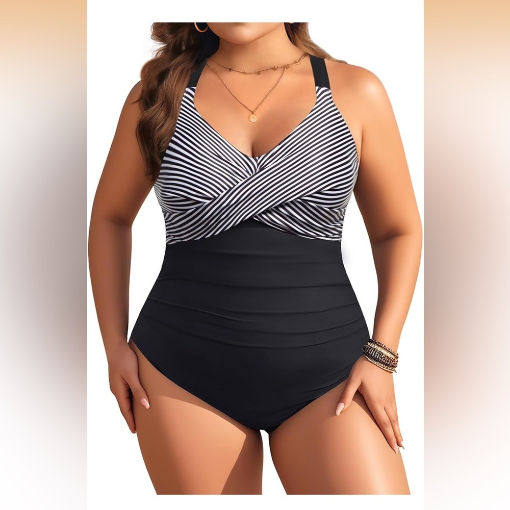 Aqua Eve Plus Size One Piece Swimsuit -Tummy Control 
Full Coverage  22W/418-9